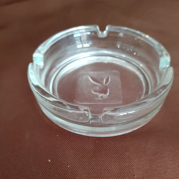Vintage Playboy Club Clear Glass Cigarette Ashtray w/Embossed Bunny Logo - Picture 2 of 5